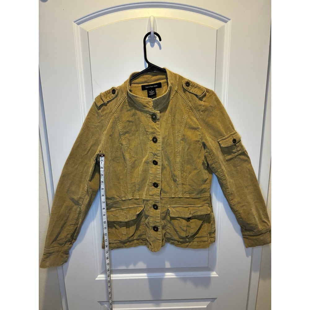 Tan Calvin Klein Corduroy Jacket Military Utility Jacket Size Medium - Picture 3 of 4